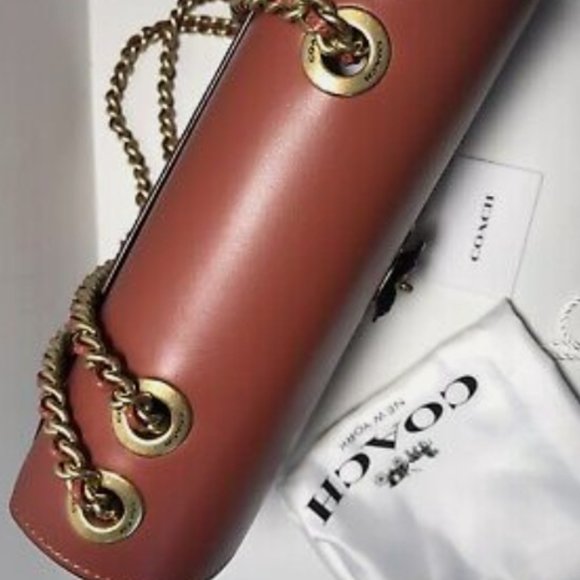 NWT Coach Madison shoulder  bag in regular size tan rust and signature canevas - Picture 8 of 16